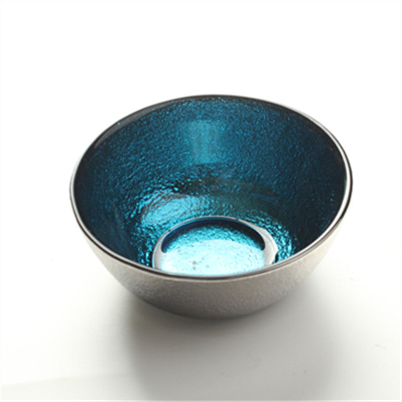 A Creative Plated Salad Bowl Sky Blue Snack Plate Stained Glass Dipping Plate Seasoning Plate