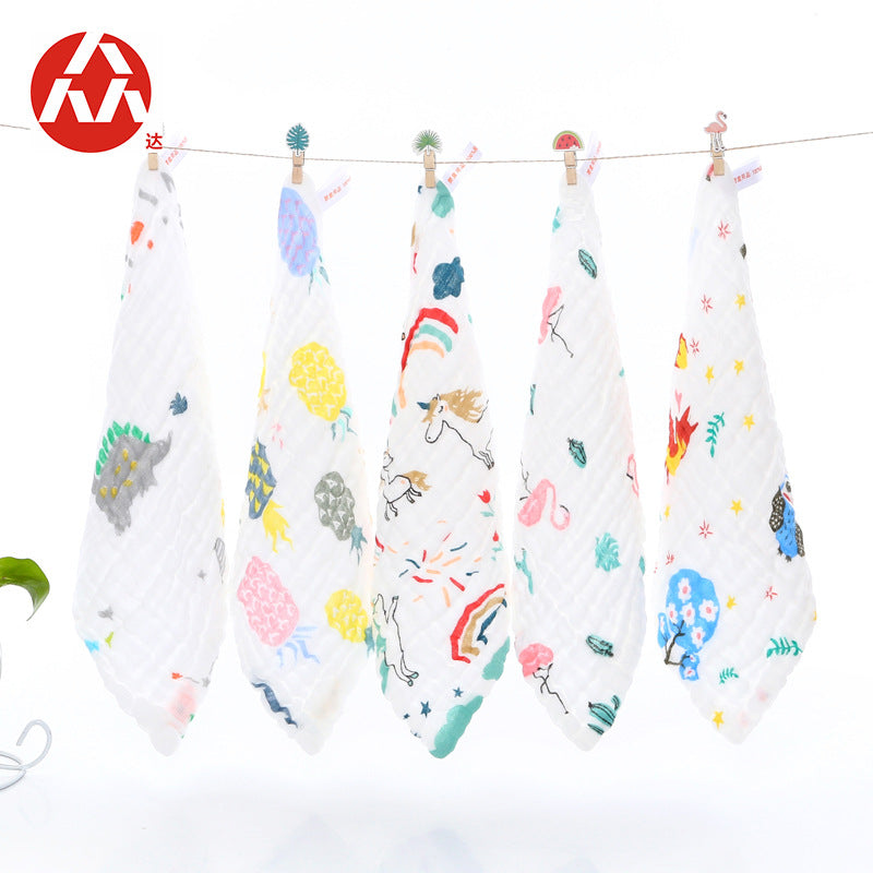 A 30 * 30 six-layer gauze square towel newborn baby towel face towel cotton yarn children's towel gauze saliva towel MOQ: 100PIECE - Mixbatch