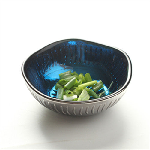 A Creative Plated Salad Bowl Sky Blue Snack Plate Stained Glass Dipping Plate Seasoning Plate