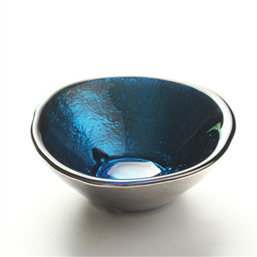 A Creative Plated Salad Bowl Sky Blue Snack Plate Stained Glass Dipping Plate Seasoning Plate