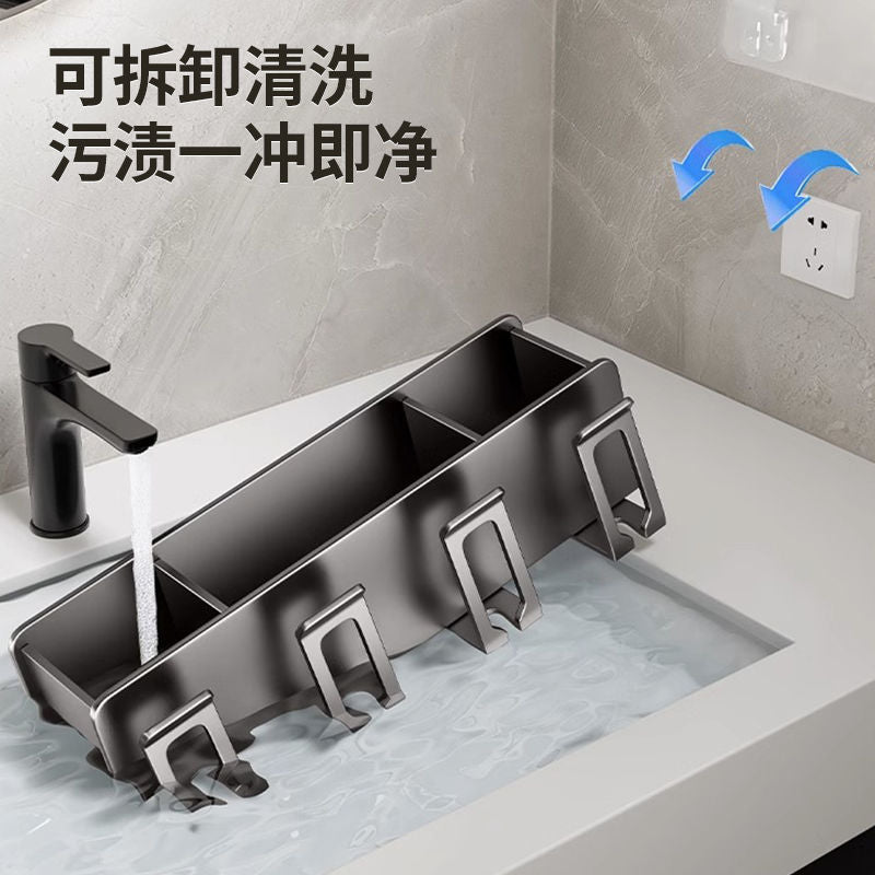Bathroom toothbrush holder without punching holes, removable for cleaning, brushing teeth, mouthwash cups, bathroom household toothbrush holders, toothbrush holder - Mixbatch