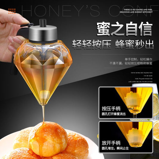 German Push Type Honey Jar Food Grade Glass Jar Sealed Jar Syrup Salad Tomato Sauce Cream Funnel Bottle - Mixbatch