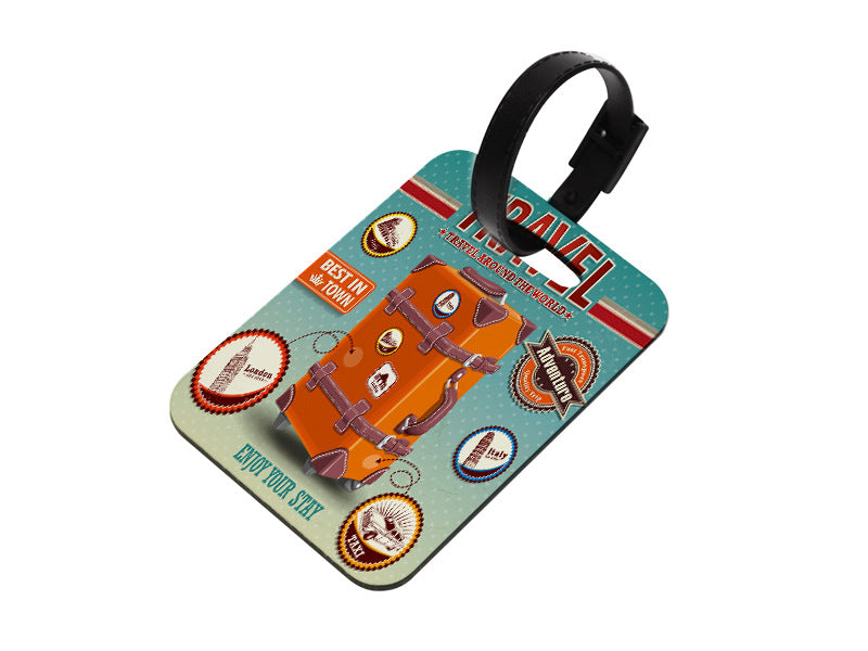 A luggage accessories heat transfer personalized wooden luggage tag safety tag suitcase consignment card wholesale printing logo - Mixbatch