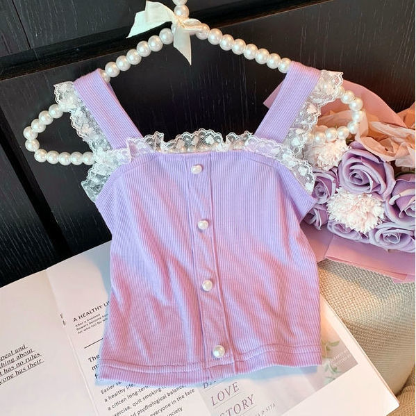 P women's pure cotton vest summer dress foreign Korean version baby girl summer thin casual versatile children's suspender top