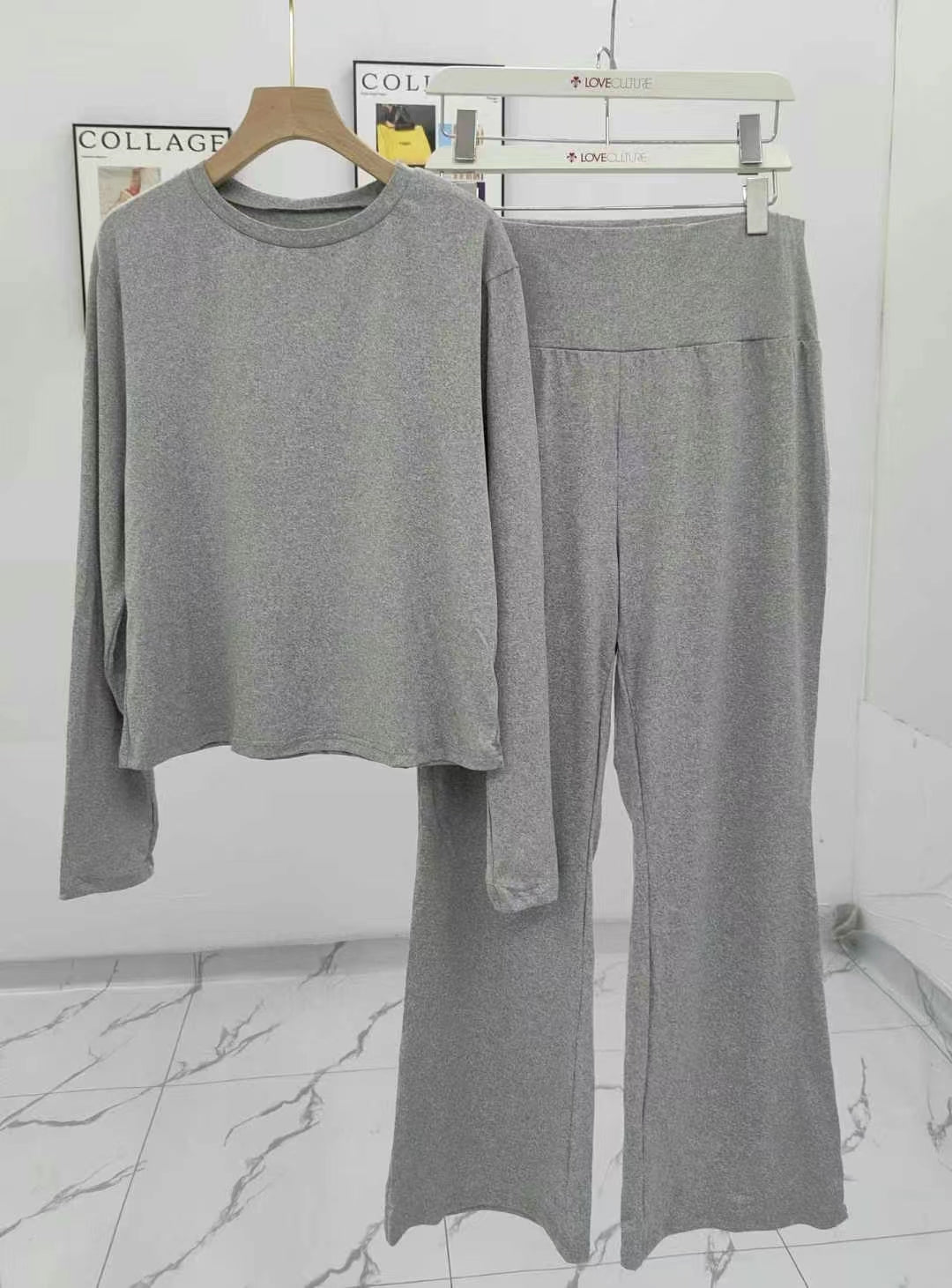 B2-m18 Casual women's two-piece set round neck long-sleeved two-piece set - Mixbatch