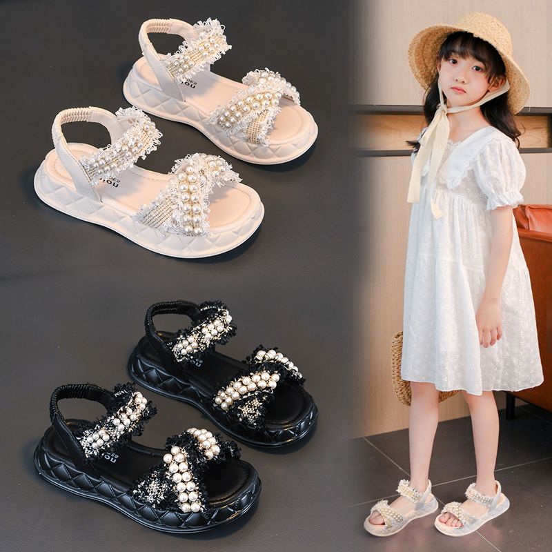 P summer new sandals girls open-toed Korean version princess small fragrant wind pearl single shoes trendy cute little big children's shoes