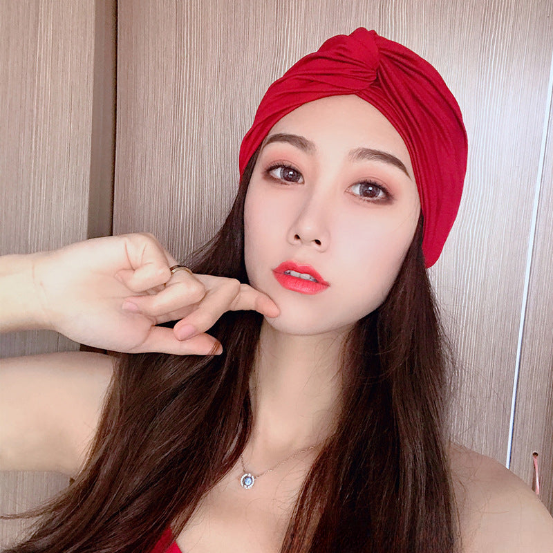A korean new swim cap women's long hair fashion adult beach hat oversized bula head ladies hot spring swimming cap