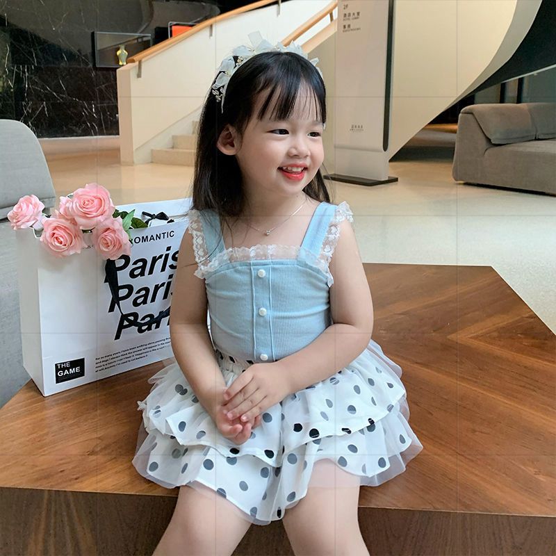 P women's pure cotton vest summer dress foreign Korean version baby girl summer thin casual versatile children's suspender top