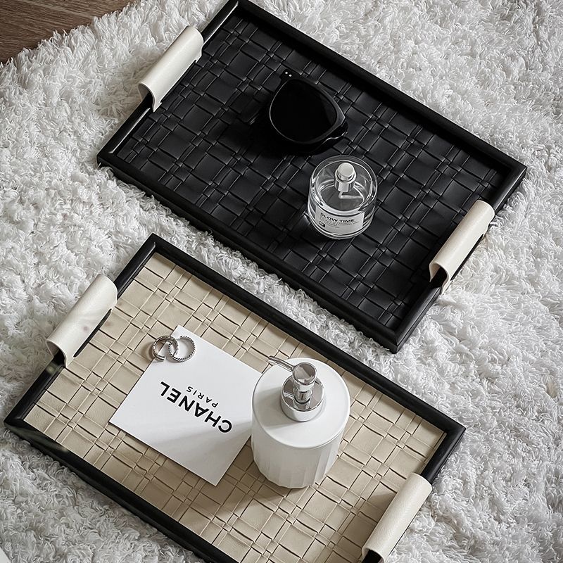 P Light luxury leather aromatherapy tray, living room coffee table entrance key, jewelry storage, hotel beauty salon desktop ornament