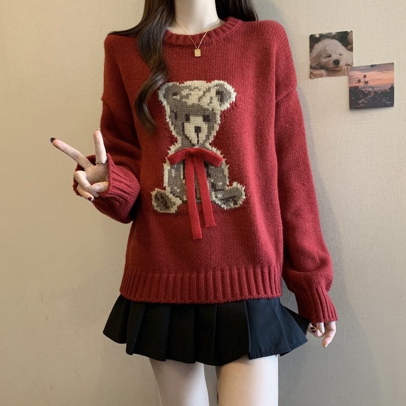 A cartoon crew neck sweater