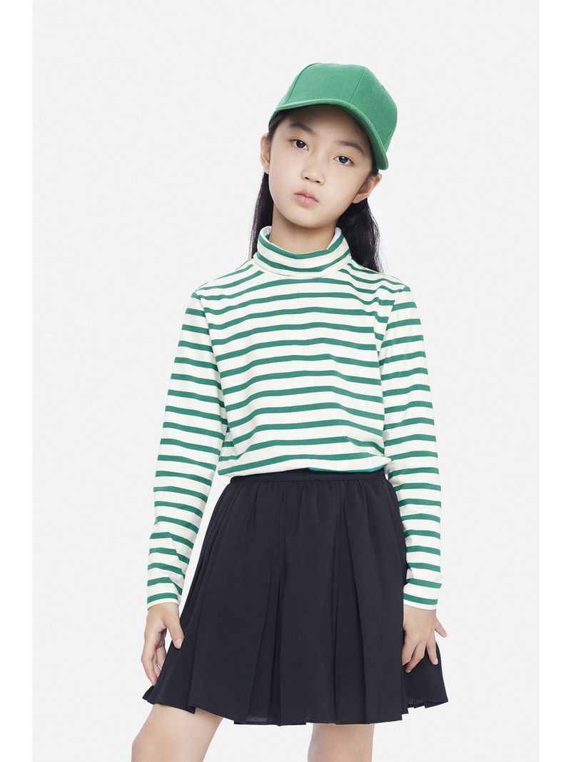 B3-M33 Boys and Girls 95% Cotton High Lapel Striped T-Shirt Long Sleeve Knitted Sweater - Mixbatch