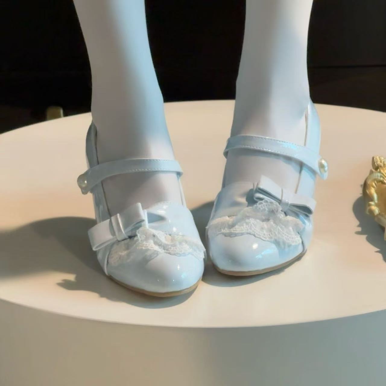 P lolita bow lace high heels