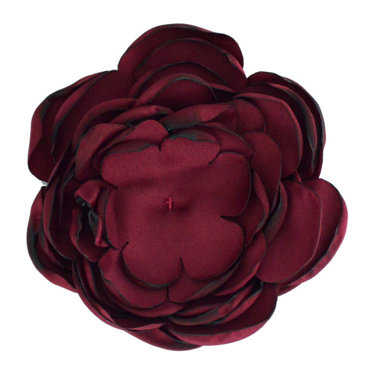A handmade matte satin hand sewn 9 layers baked edge flower DIY hair accessories burned edge head flower accessories - Mixbatch