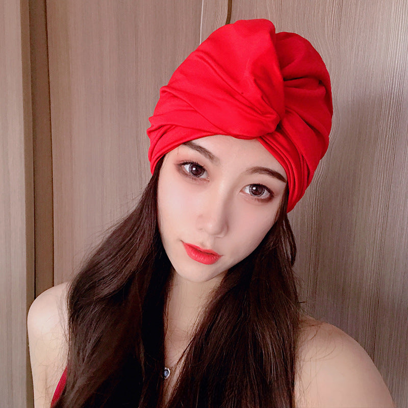 A korean new swim cap women's long hair fashion adult beach hat oversized bula head ladies hot spring swimming cap