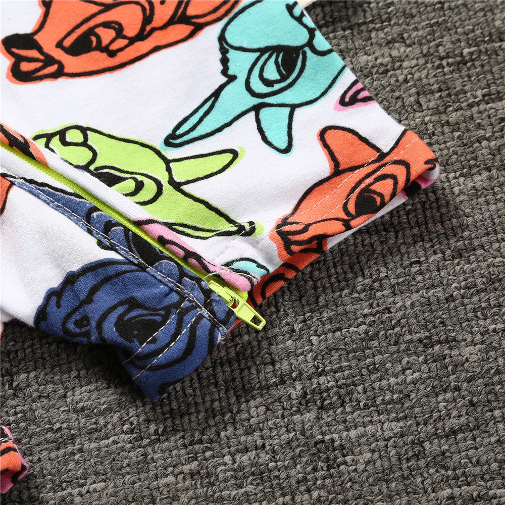 A a new conjoined baby cotton summer home clothes for boys and girls on behalf of INS thin climbing clothes with double zippers. - Mixbatch