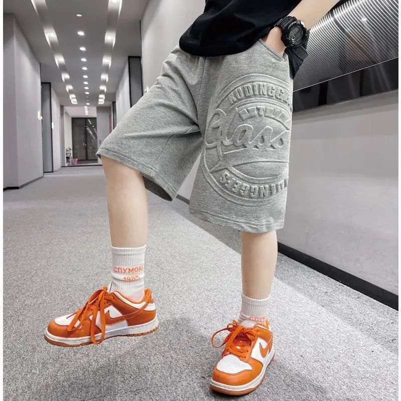 P children's clothing summer thin cotton medium and older children's five-point pants boys' medium pants summer clothing foreign style