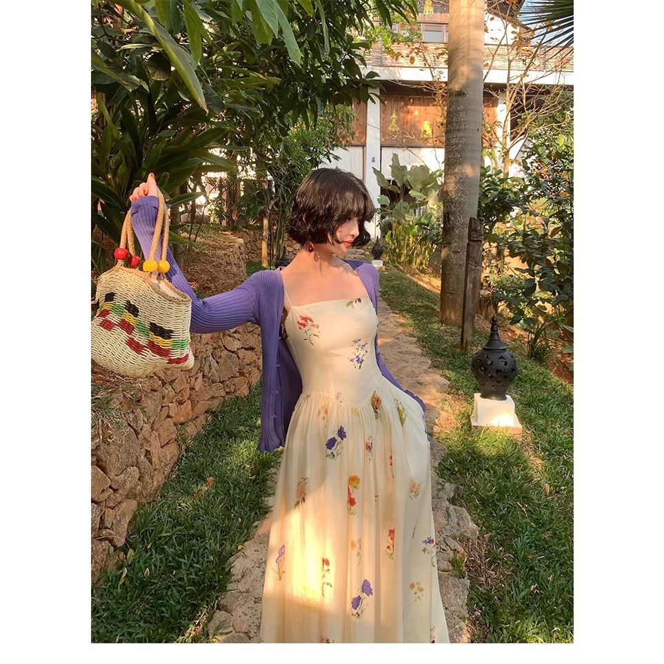 P thin shoulder strap floral dress