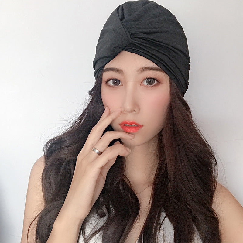 A korean new swim cap women's long hair fashion adult beach hat oversized bula head ladies hot spring swimming cap