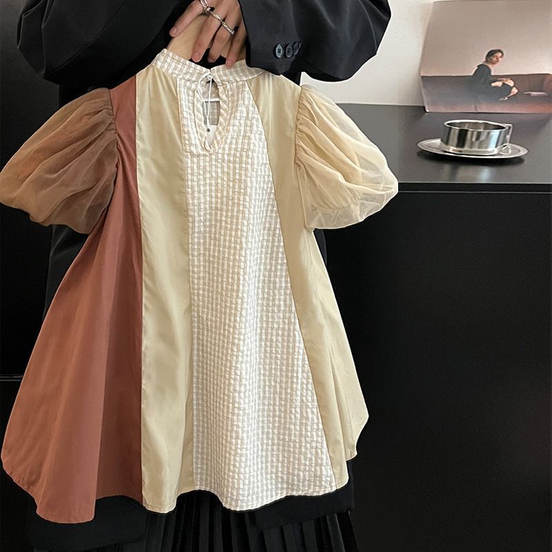 P summer new princess skirt splicing foreign style skirt children's bud short-sleeved A-shaped skirt