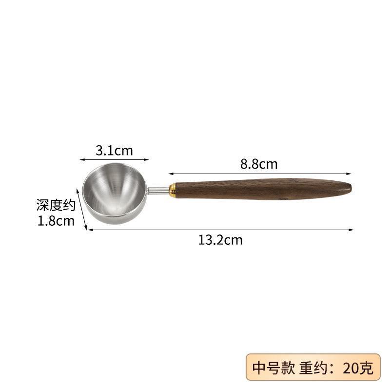 P 304 stainless steel walnut long handle coffee bean flour spoon