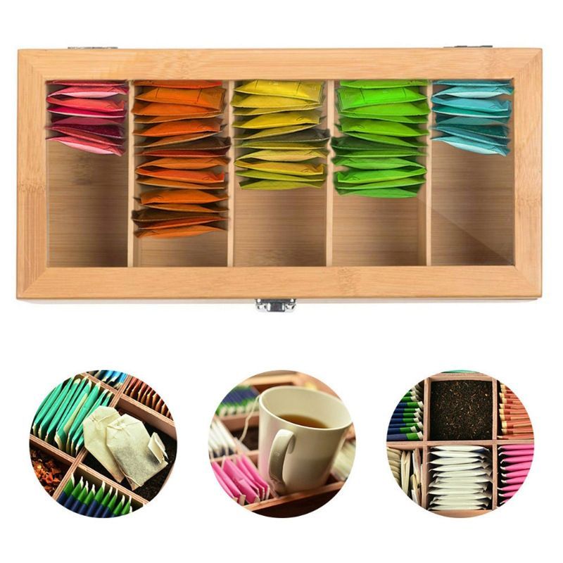 P bamboo multi-grid transparent storage box assembly-free design office study bracelet cultural play finishing artifact
