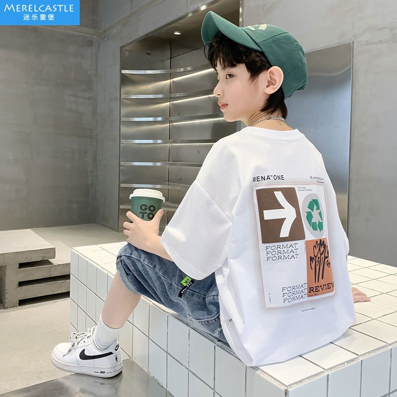 P new foreign style thin children and boys two-piece set Korean version tide