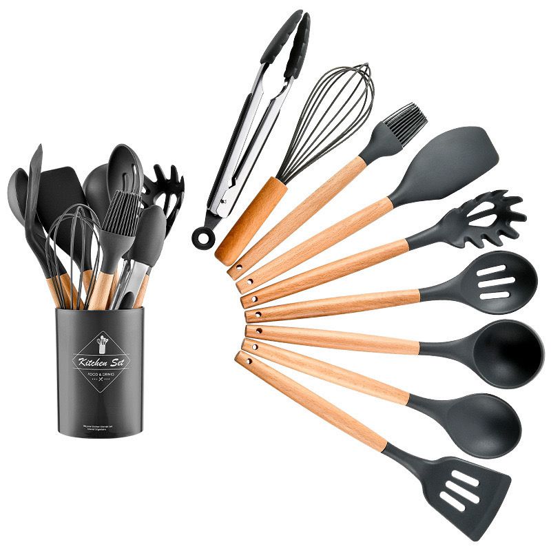 PP handle silicone kitchenware 12 piece set non-stick spatula cooking tools