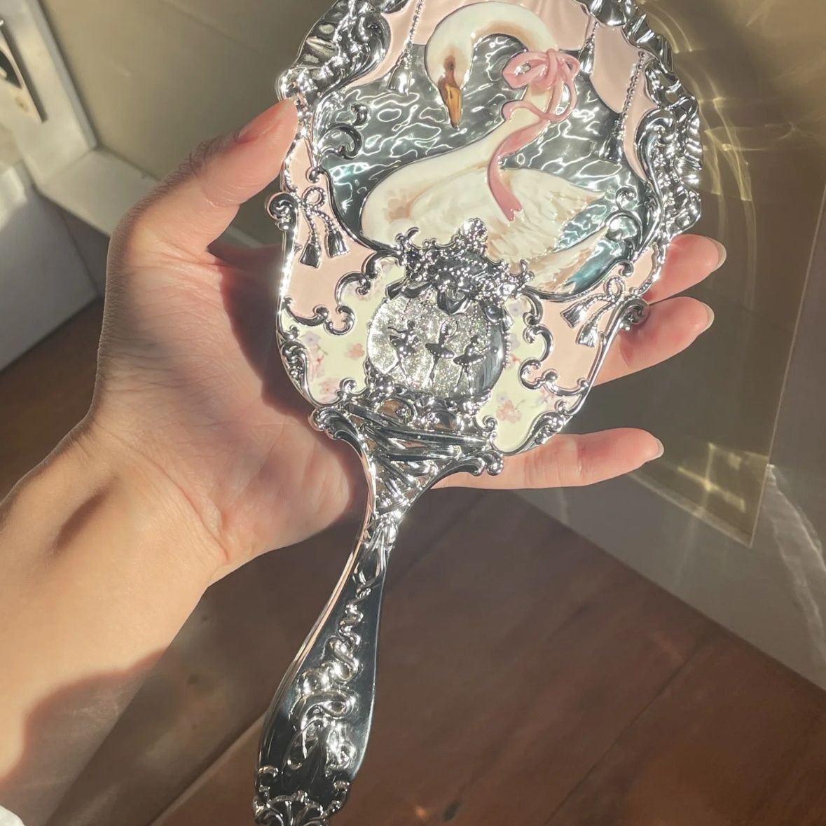 P Swan Ballet Handheld Makeup Mirror