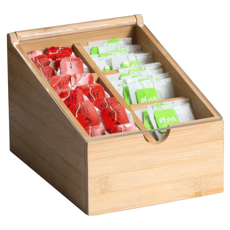 A Log tea bag storage box Coffee milk tea bag Tea bag Grid storage box Special for hotel western restaurant