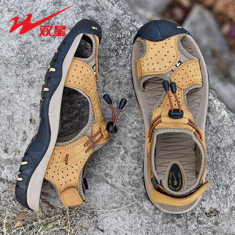 P men's sandals leather surface