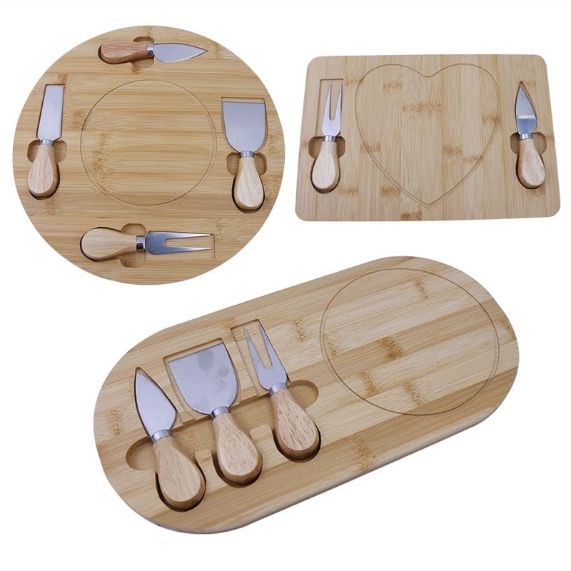P stainless steel simple bamboo cheese cheese butter knife board set western food cut fruit with knife cutting board