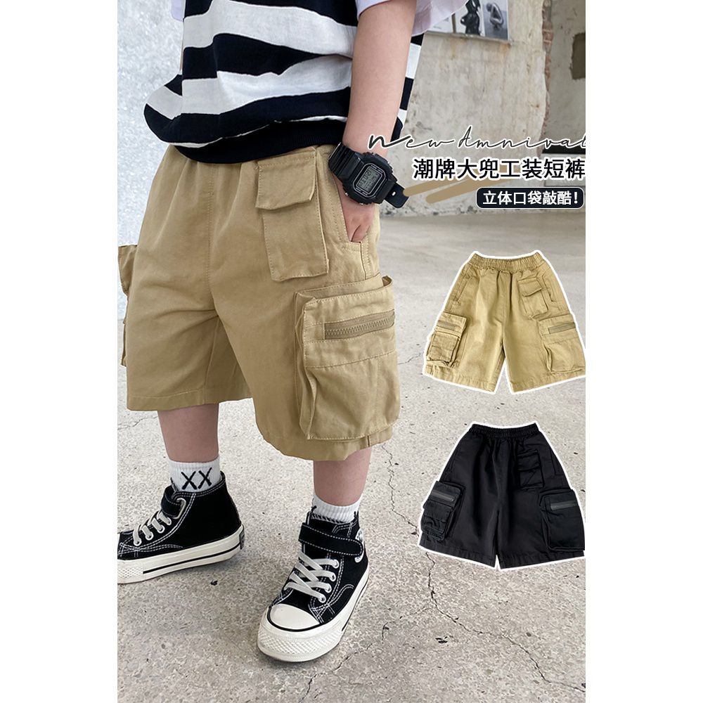 P boys shorts summer cotton overalls new handsome boys middle pants children's baby loose thin five-point pants