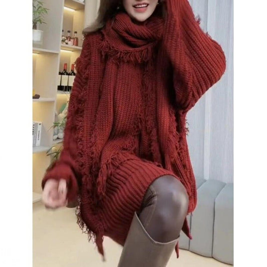 P fringed sweater scarf set