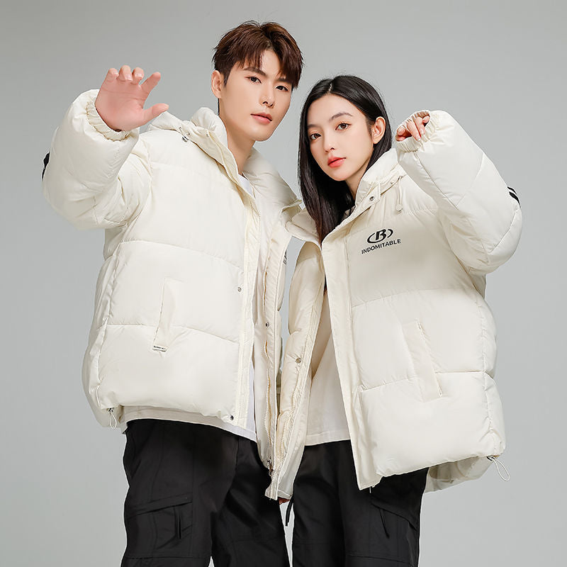 A new American winter striped couple thickened loose cotton-padded jacket bread warm and explosive cotton-padded jacket