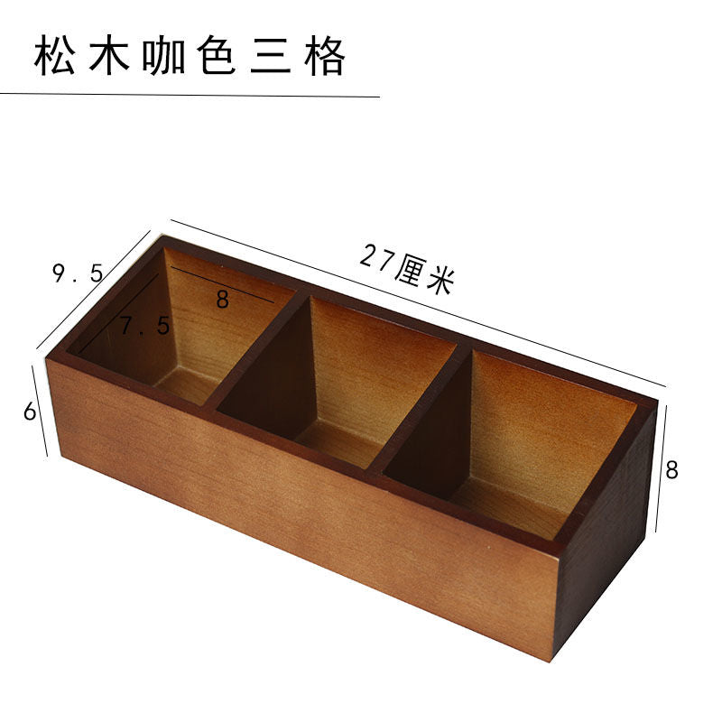 P Solid wood compartment storage box Item box