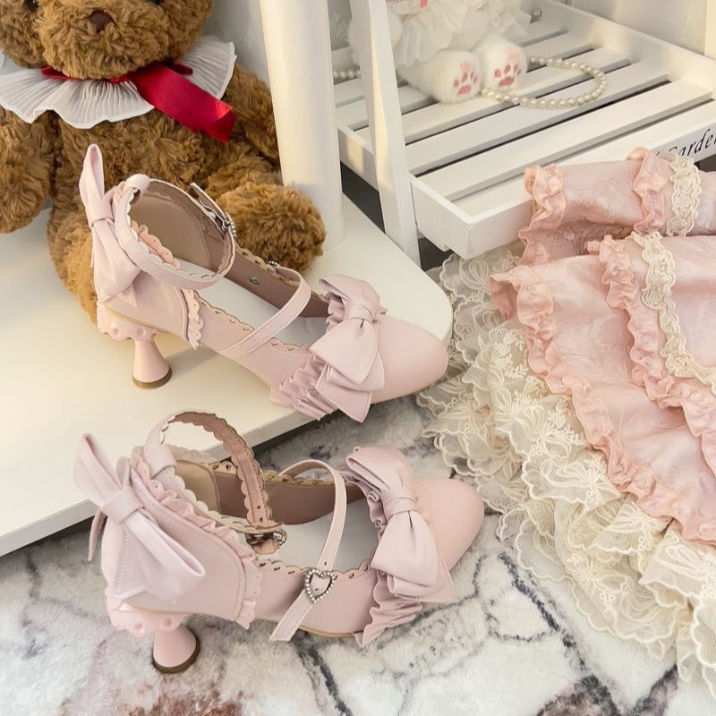 P lolita bow lace high heels