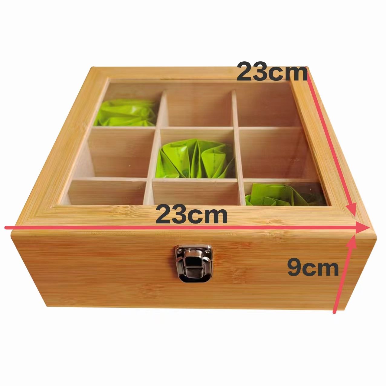 P Bamboo Wood Doge Wenwan Walnut Storage Box Babao Tea Coffee Storage Box Yagli Board Transparent Solid Wood Finishing Box