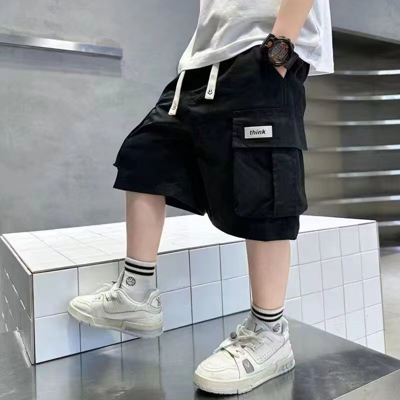 P boys tooling five-point pants summer new loose foreign style children's shorts summer casual children's boys pants