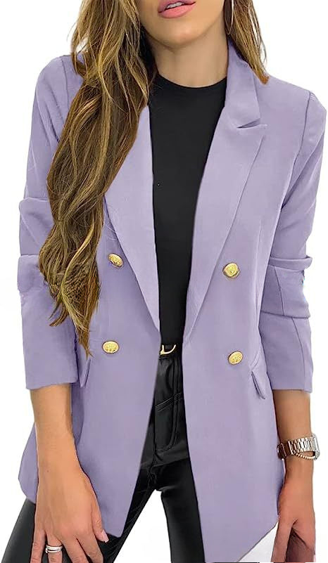 A Amazon foreign trade cross-border new small blazer women's solid color casual long-sleeved lapel button jacket