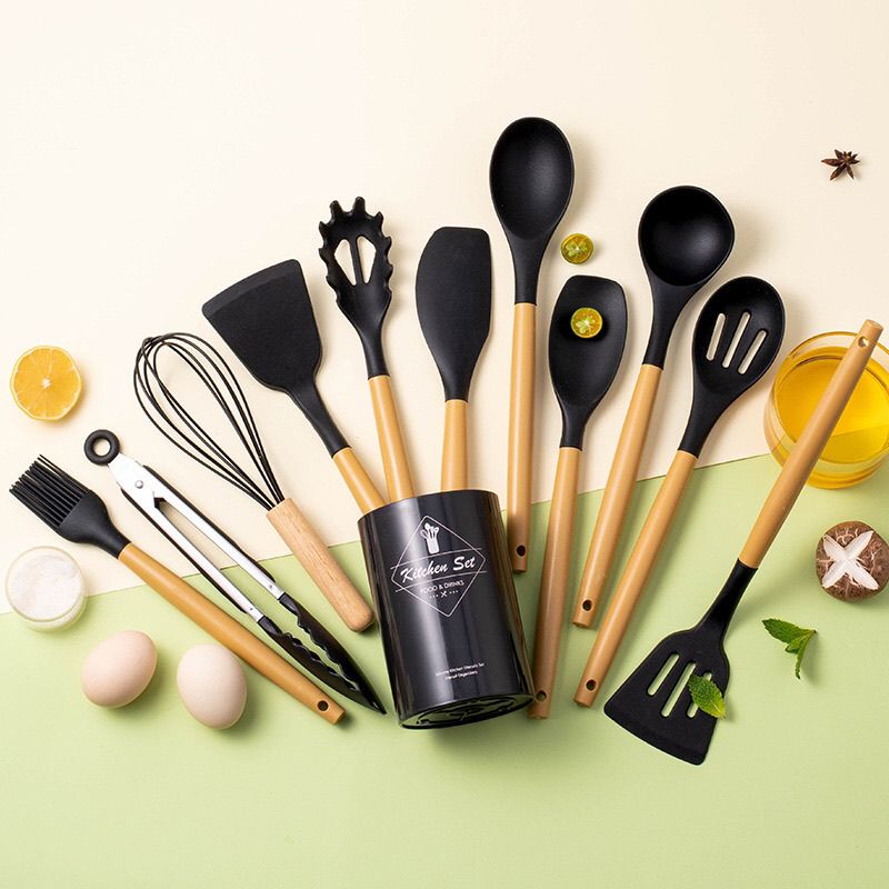 PP handle silicone kitchenware 12 piece set non-stick spatula cooking tools