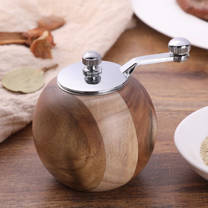 Hand-grinding pepper grinder Wooden black pepper particle grinding tool thickness adjustable freshly ground pepper seasoning bottle. - Mixbatch