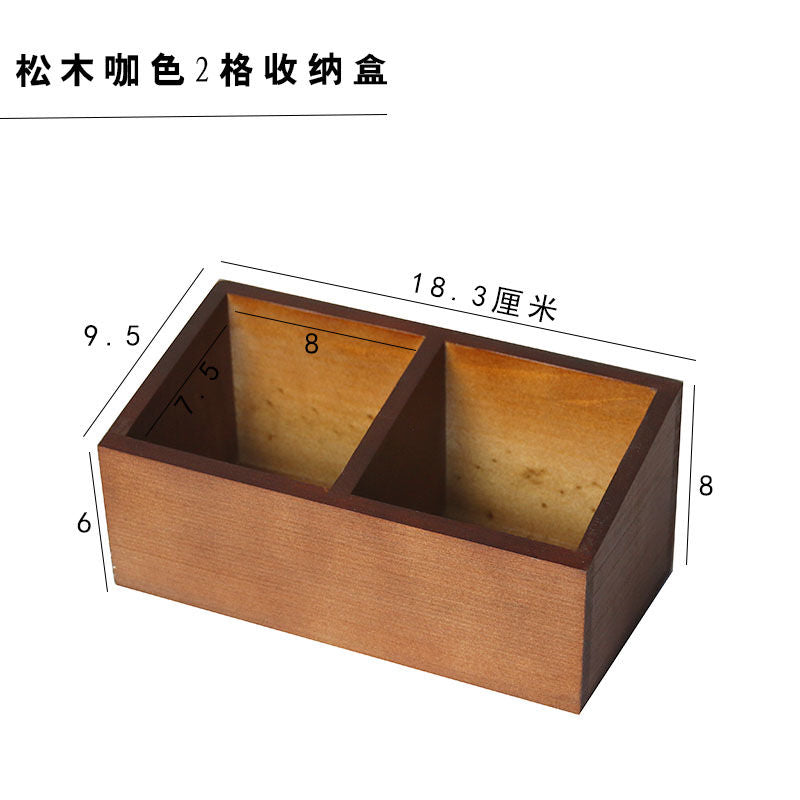 P Solid wood compartment storage box Item box