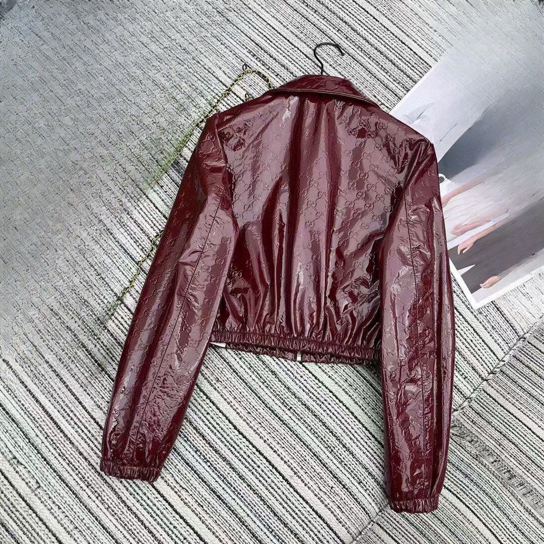 P patent leather short PU leather jacket