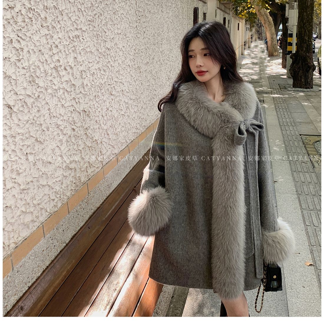 P fur collar jacket