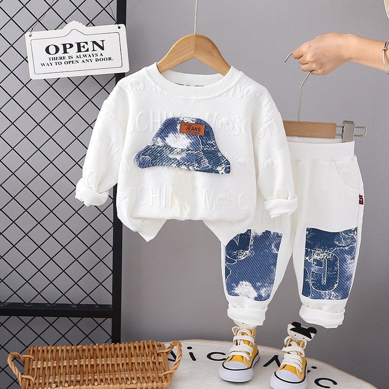 P baby spring and autumn split two-piece set of pure cotton