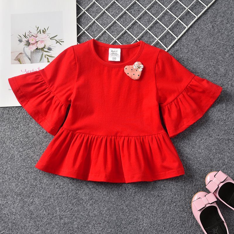 P Summer Girls Short Sleeve T-Shirt Baby Girl Infant Summer Clothing Trendy Children's Top 1 Children's Summer Clothes