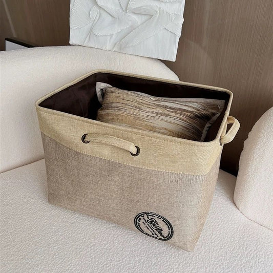 P linen fabric foldable storage basket