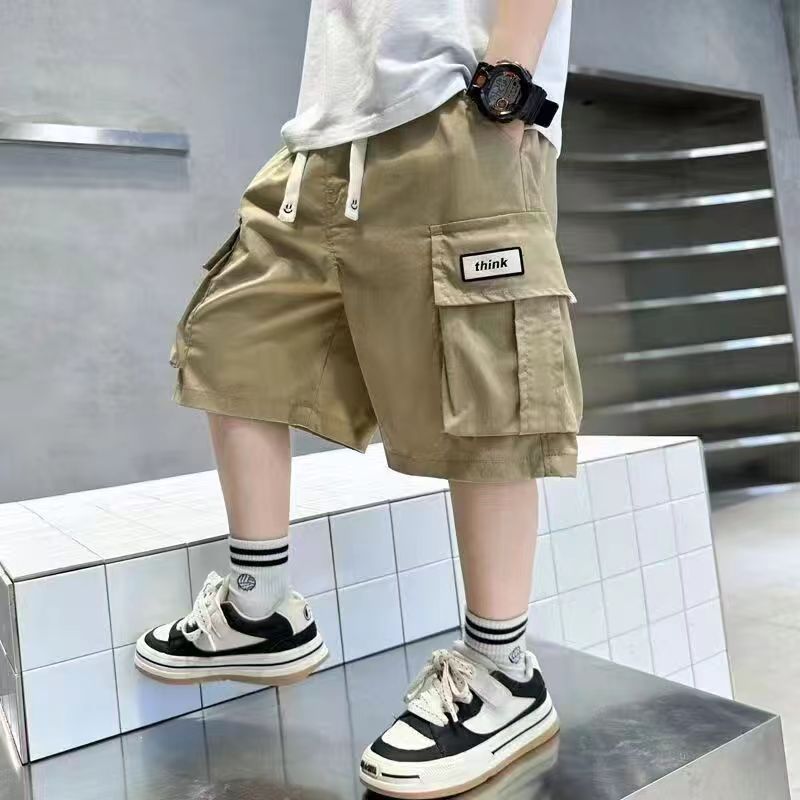 P boys tooling five-point pants summer new loose foreign style children's shorts summer casual children's boys pants