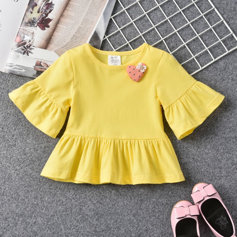 P Summer Girls Short Sleeve T-Shirt Baby Girl Infant Summer Clothing Trendy Children's Top 1 Children's Summer Clothes