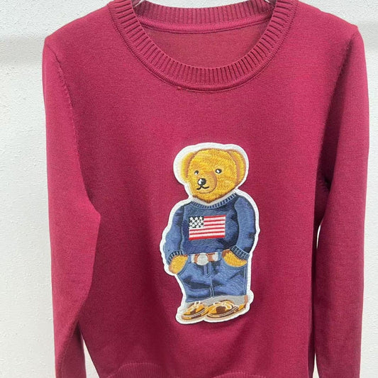 P Embroidered Cartoon Crew Neck Top